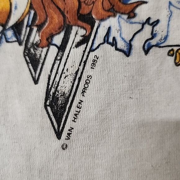 Vintage Van Halen Shirt Adult Large White Black 1982 Live Concert Size L - Picture 3 of 8